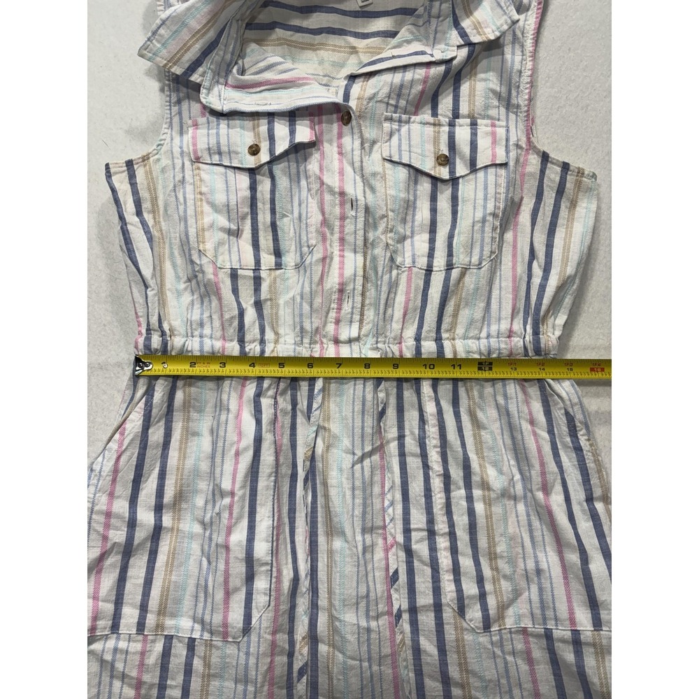 Time And Tru Womens M Multicolor Stripe Sleeveless Button Shirt Dress - Picture 9 of 10